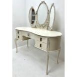 French cream painted kidney shaped dressing table
