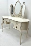 French cream painted kidney shaped dressing table
