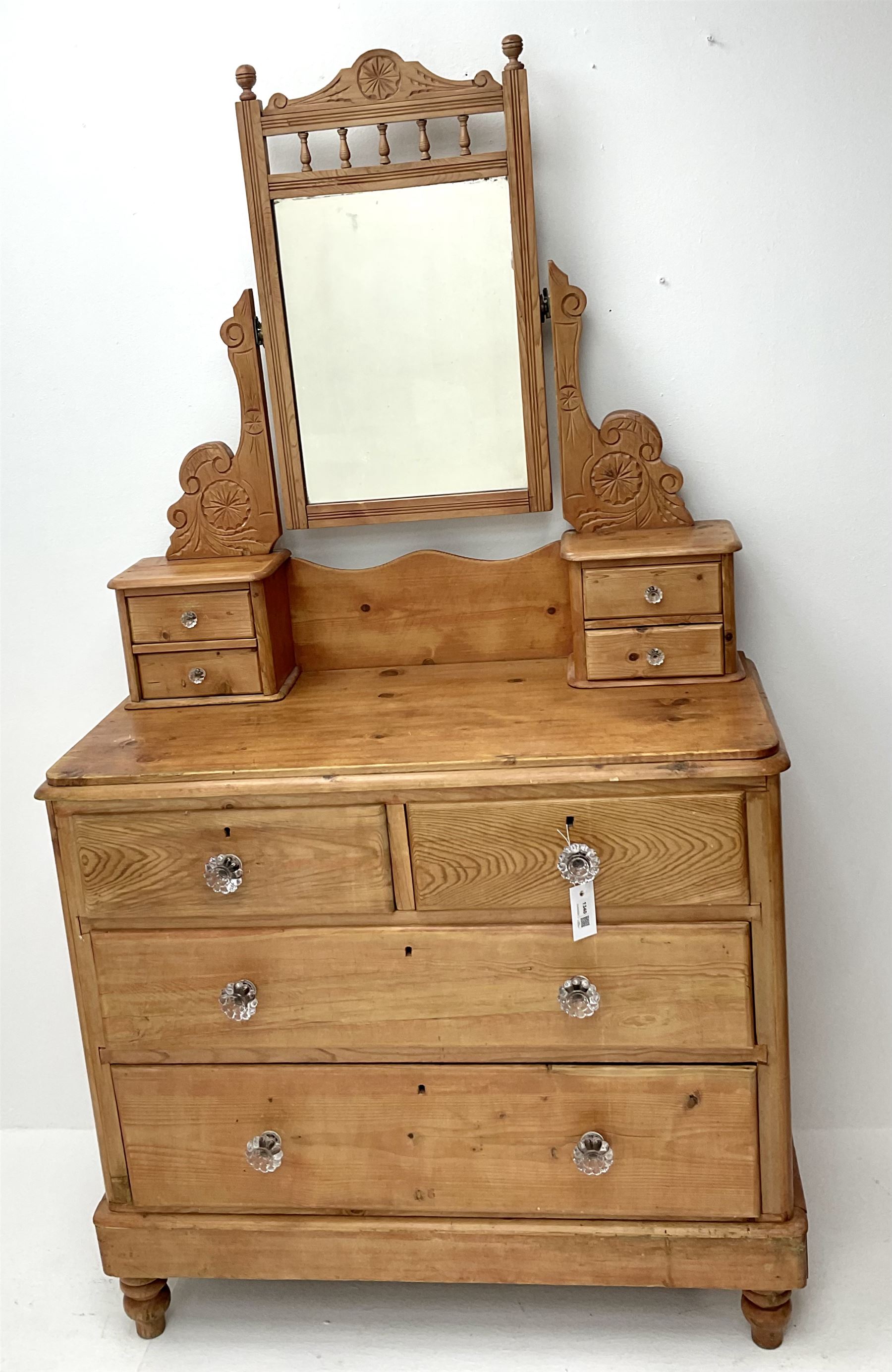 Victorian pine dressing chest - Image 3 of 4