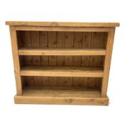 Solid pine open bookcase with two adjustable shelves