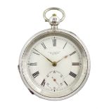 19th century silver open face key wound pocket watch by Waltham Mass, No. 845724, retailed by J.G. G