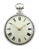 George III silver pair cased English lever fusee pocket watch by Christopher Pennington, Kendal, No.