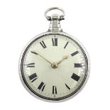 George III silver pair cased English lever fusee pocket watch by Christopher Pennington, Kendal, No.