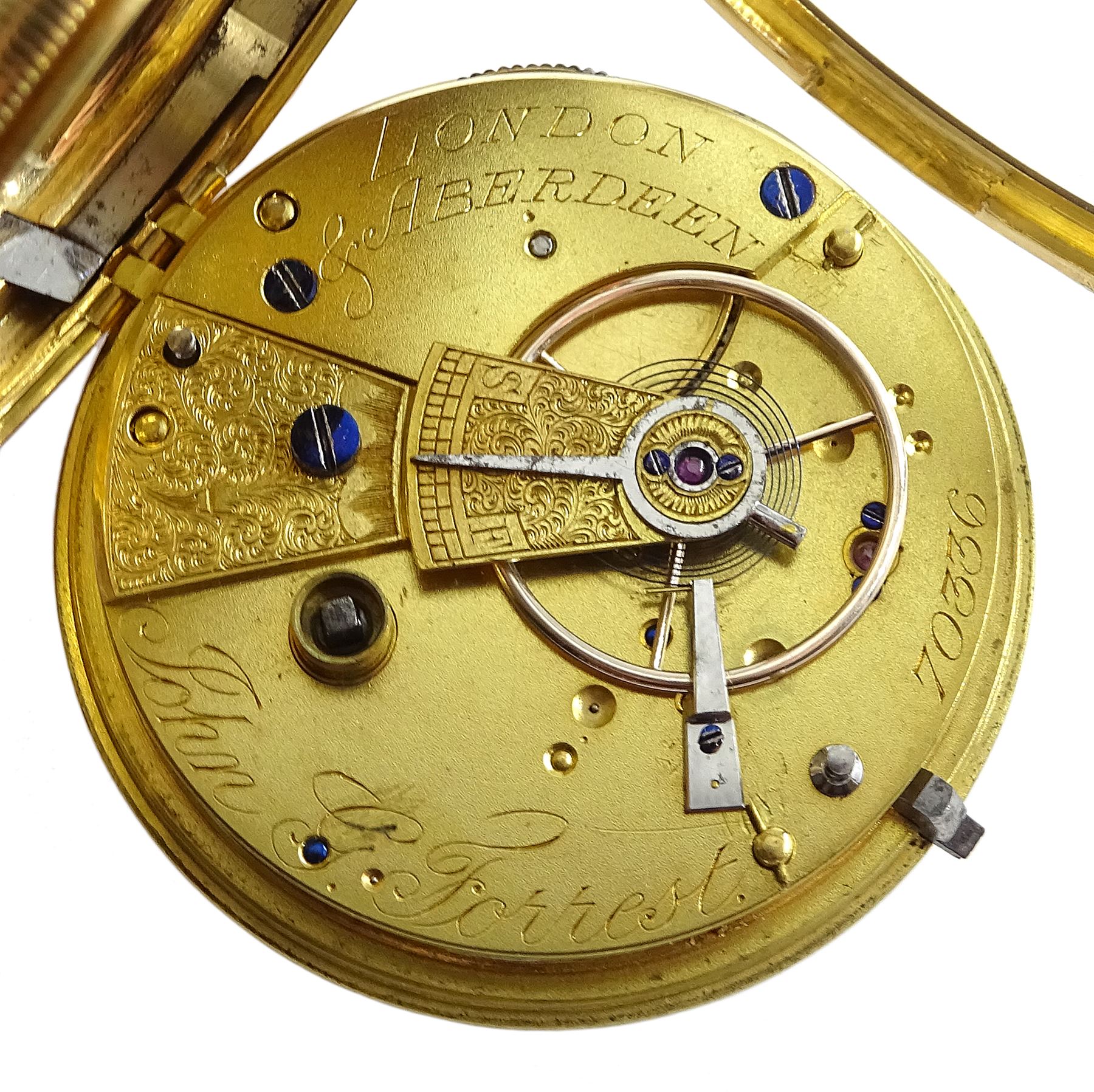 Victorian 18ct gold open face English lever fusee pocket watch by John George Forrest, London & Aber - Image 3 of 6