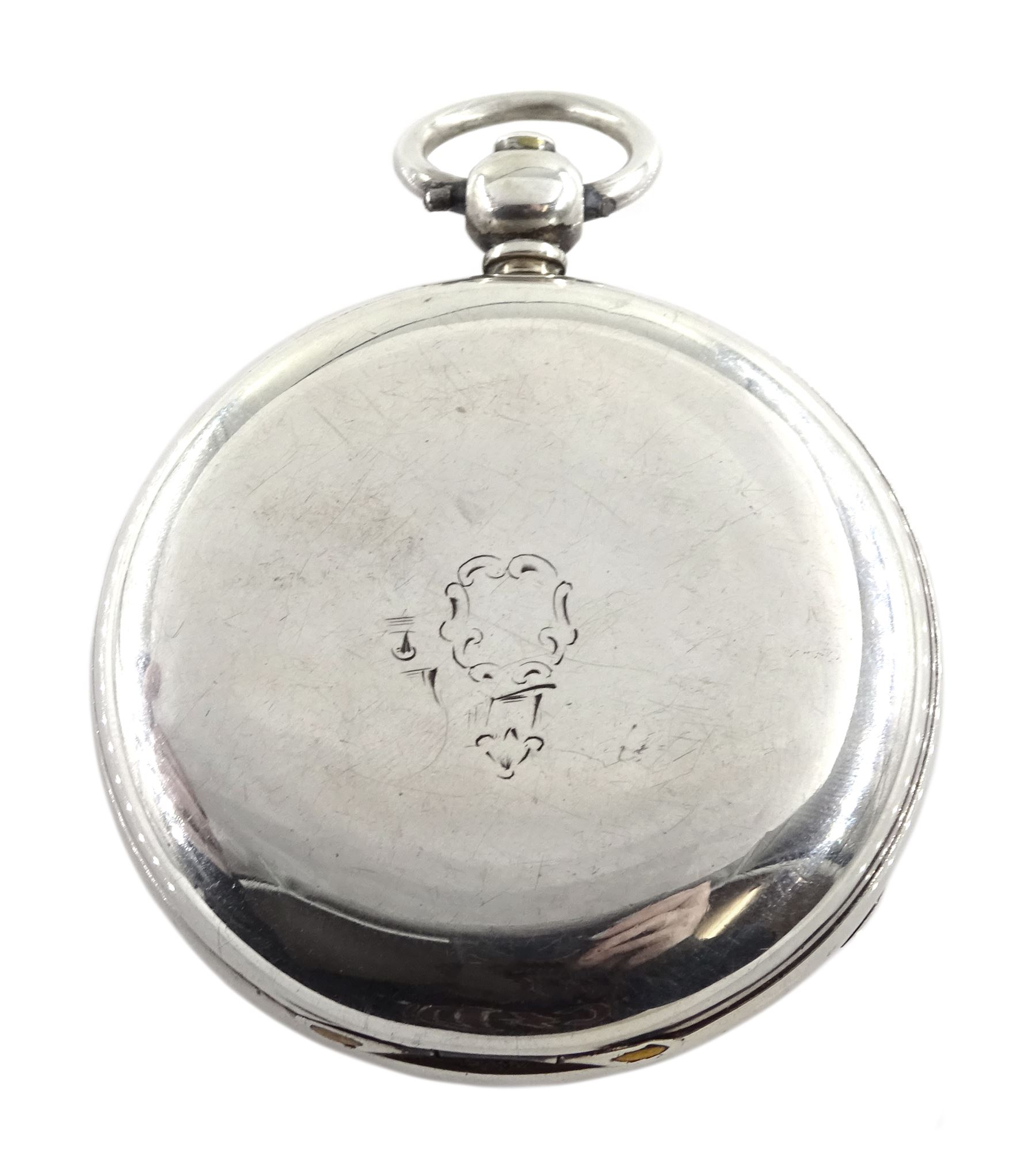 Victorian silver open face fusee pocket watch by William Harrison, Hexham, No. 19714, silver dial wi - Image 2 of 7