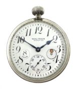 Early 20th century keyless lever, 15 jewels 8 days goliath pocket watch by Waltham Watch Co. No. 166
