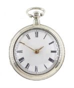 Victorian silver pair cased verge fusee pocket watch by Thomas Martin, London, No. 8139, pierced and