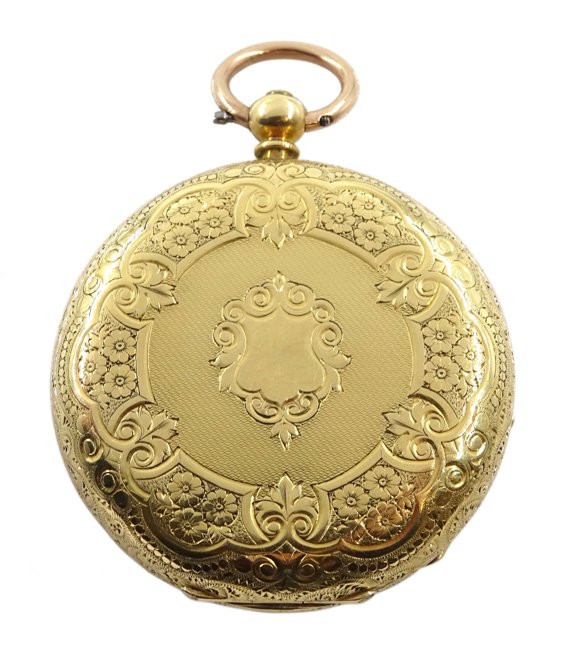 Swiss 18ct gold open face key wound lever ladies pocket watch, No. 21040, gilt dial with Roman numer - Image 5 of 5