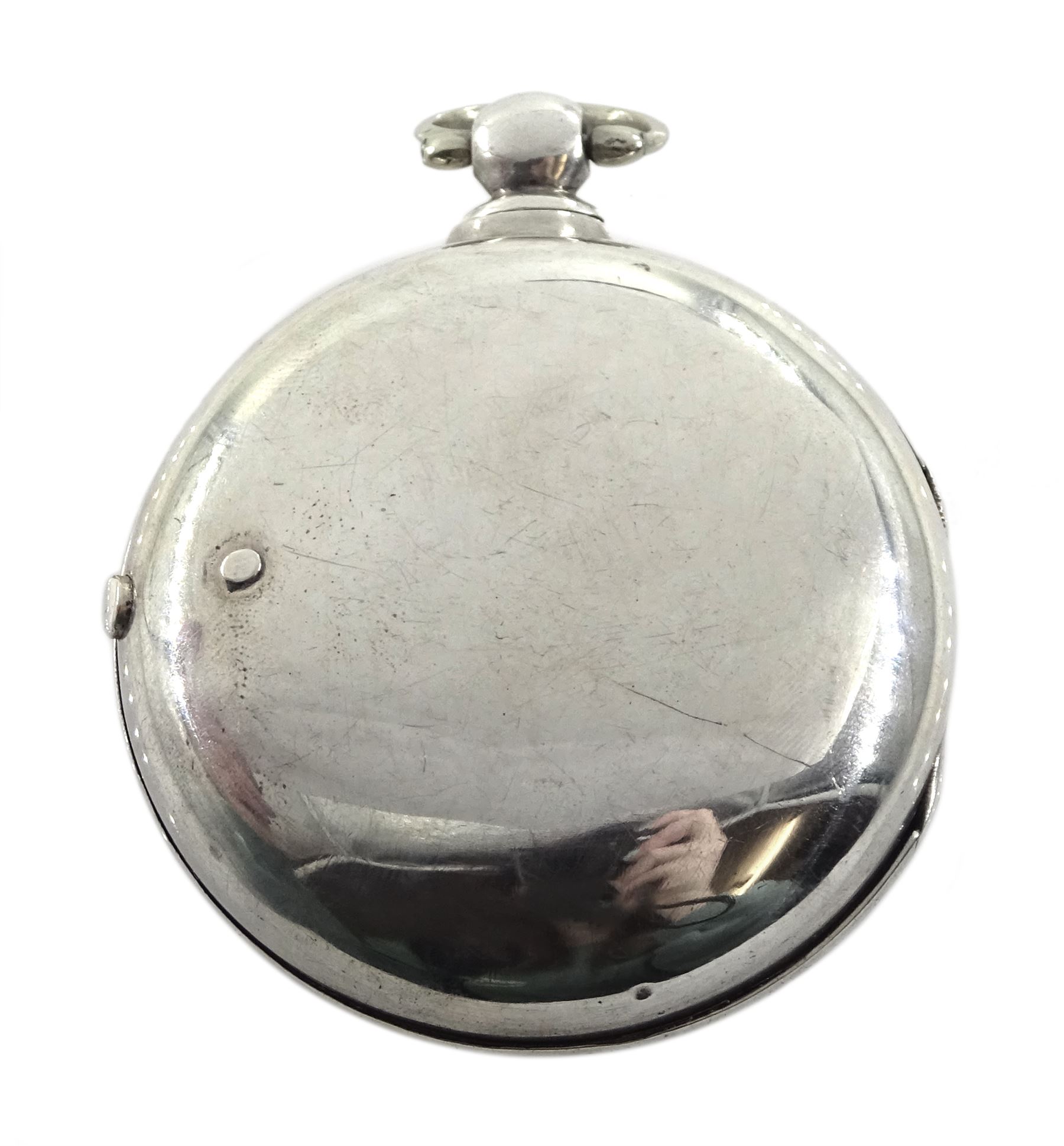 Victorian silver pair cased verge fusee pocket watch by J W Adcock, East Dereham, No. 98132, round p - Image 6 of 7