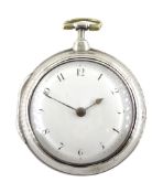 George III silver pair cased verge fusee pocket watch by Thomas Cape, London, No. 894, round baluste