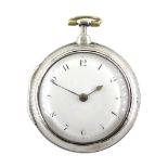 George III silver pair cased verge fusee pocket watch by Thomas Cape, London, No. 894, round baluste