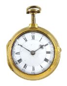 George III gilt pair cased verge fusee pocket watch by Michael Archdekin, Dublin, No. 383, square ba