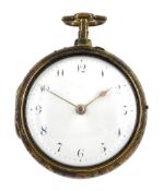 George III gilt pair cased verge fusee pocket watch by Ja Williams, London, No. 13415, round pillars