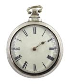 19th century pair cased verge fusee pocket watch by John Blaylock, Carlisle, No. 876, round pillars,