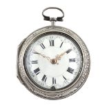 Early George III silver repousse pair cased verge fusee pocket watch by Samuel Weldon, London, No. 2