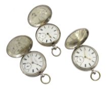 Two Victorian silver full hunter lever going barrel pocket watches by H. Samuel, Manchester and Stan