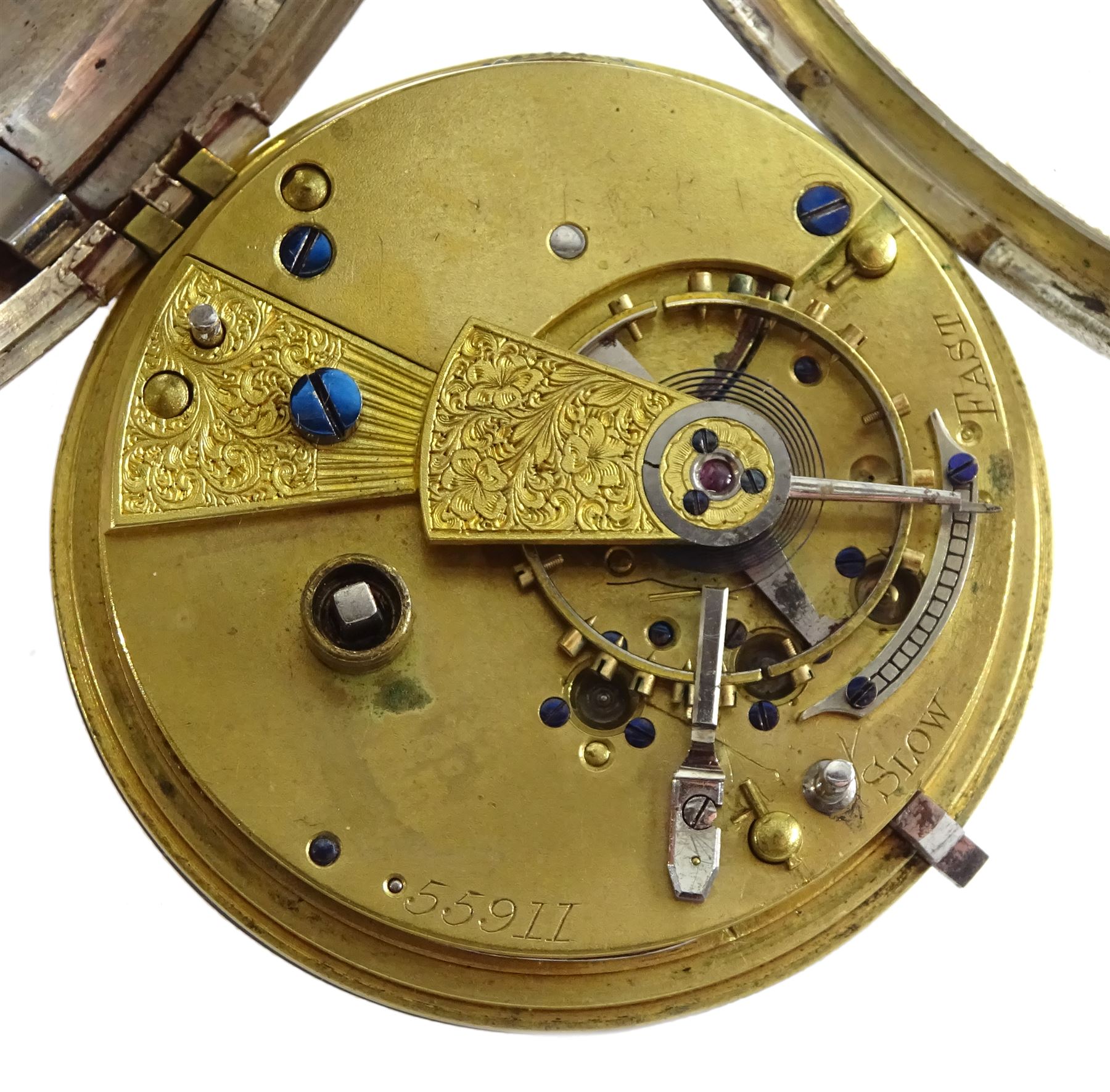 Four 19th/early 20th century silver open face English lever fusee pocket watches, white enamel dials - Image 5 of 6