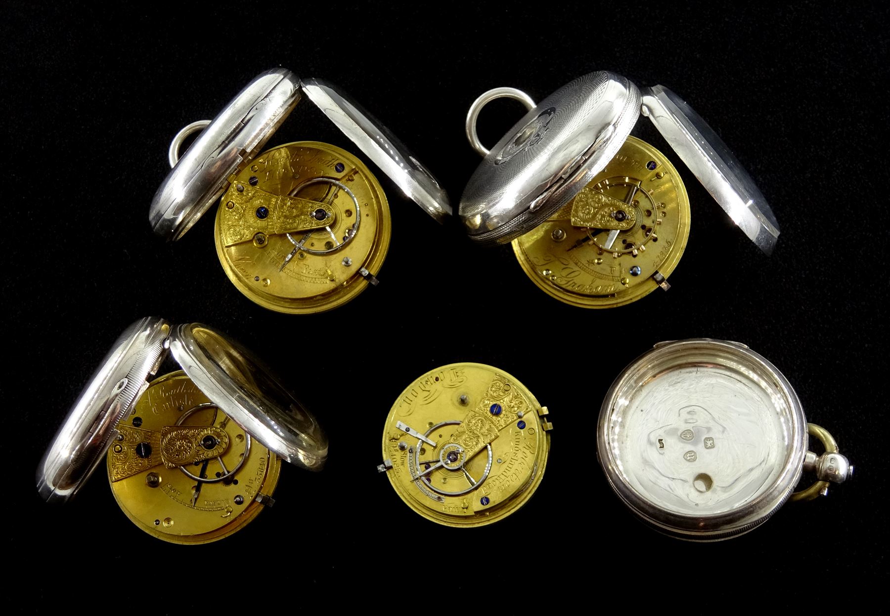 Four Victorian silver open face English lever fusee pocket watches by Horatio Smith and Robertson bo - Image 3 of 3