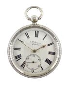 Victorian silver open face key wound 'The 'Ludgate' Watch' by J. W. Benson, London, No. 39648, paten