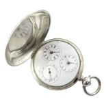 19th century silver full hunter dual time, key wound lever railroad pocket watch by Charles Frodsham