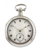 Edwardian silver pair cased lever fusee pocket watch by John Bell, Cupar Fife, No. 143441, round pil