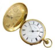 Edwardian 18ct gold full hunter, keyless chronograph pocket watch by Talbot & Son, London, No. 17889