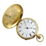 Edwardian 18ct gold full hunter, keyless chronograph pocket watch by Talbot & Son, London, No. 17889