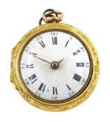 Early George III silver-gilt repousse pair cased verge fusee pocket watch by William Turner, London,