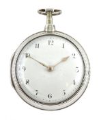 George III silver pair cased verge fusee pocket watch by Hollison, Liverpool, No. 2801, round pillar