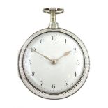 George III silver pair cased verge fusee pocket watch by Hollison, Liverpool, No. 2801, round pillar