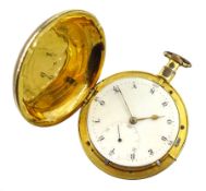 George III gilt full hunter verge fusee pocket watch by J & F Vigne, London, No.5097, round pillars,