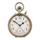 Early 20th century goliath keyless Swiss lever pocket watch by M M & Co, patent No. 10292, retailed