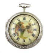 George III silver repousse pair cased verge fusee pocket watch by Samson, London, No. 20384, square
