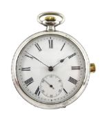 Late 19th century continental silver open face keyless minute repeating pocket watch, plunge repeat