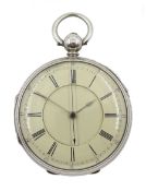 Victorian silver open face key wound English lever chronograph pocket watch No. 21227, cream enamel