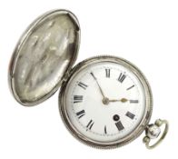 19th century silver full hunter verge fusee pocket watch by George Martin, London, No. 6756, round p