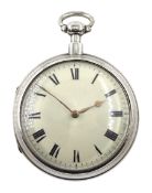 George III silver pair cased verge fusee pocket watch by Grimalde & Johnson, London, No. 5400, round