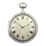 George III silver pair cased verge fusee pocket watch by Grimalde & Johnson, London, No. 5400, round