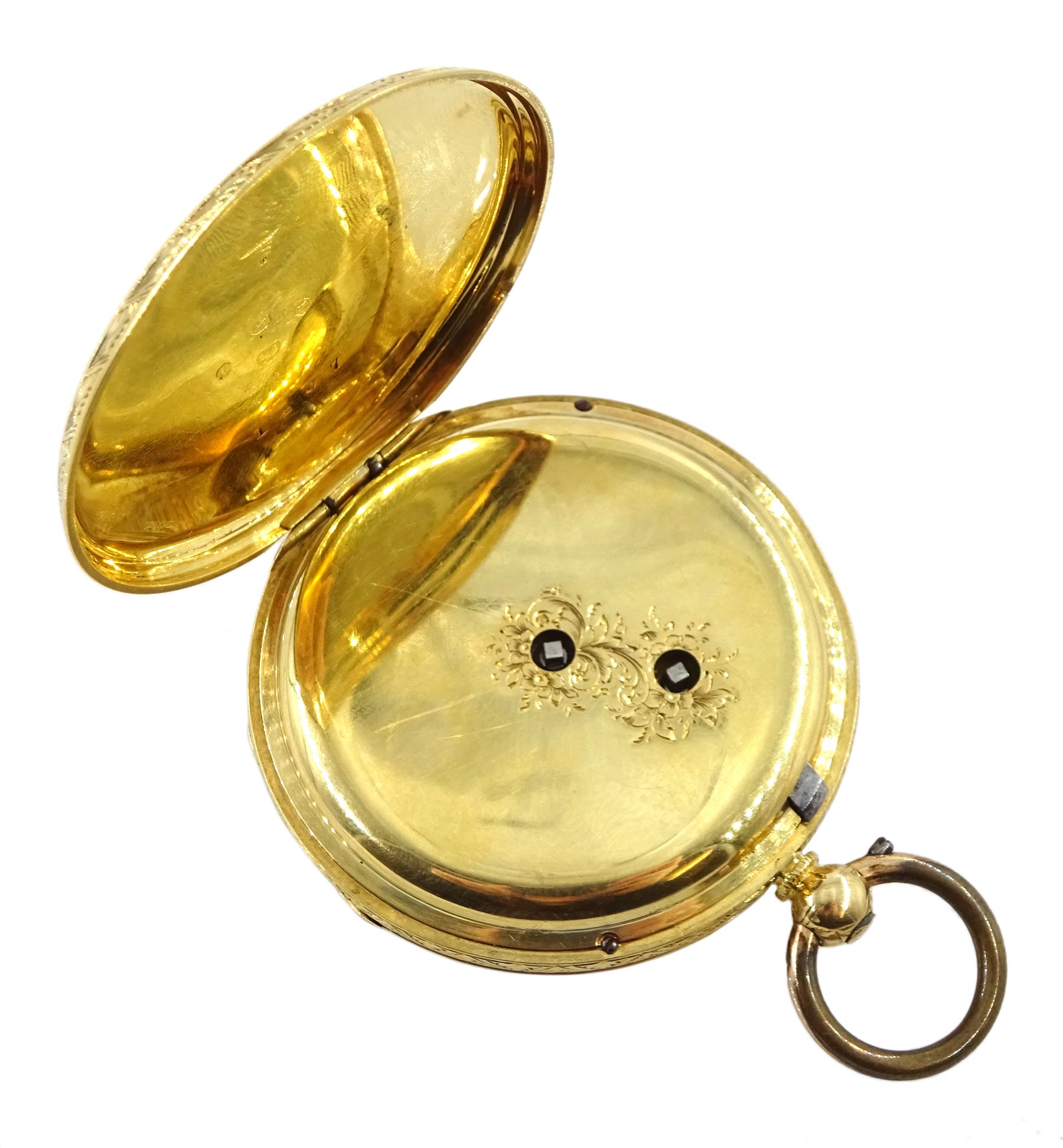 Victorian 18ct gold open face ladies English lever fusee pocket watch No. 1407, gilt dial with Roman - Image 5 of 6