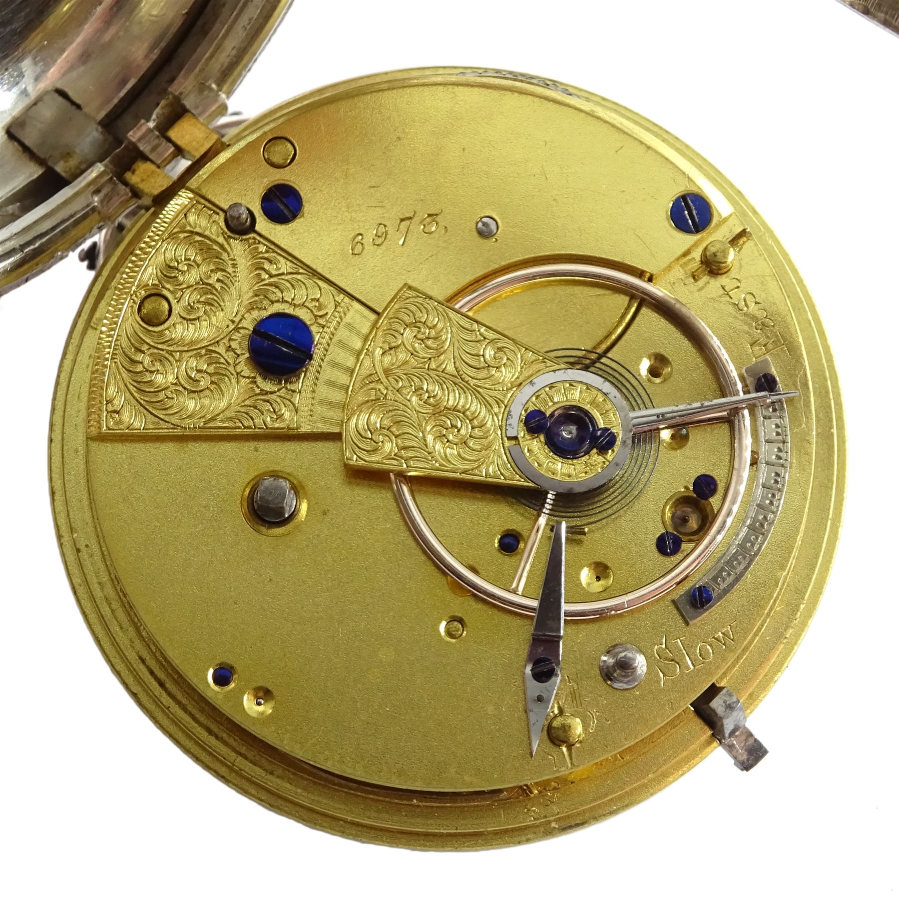 Four 19th/early 20th century silver open face English lever fusee pocket watches, white enamel dials - Image 6 of 6