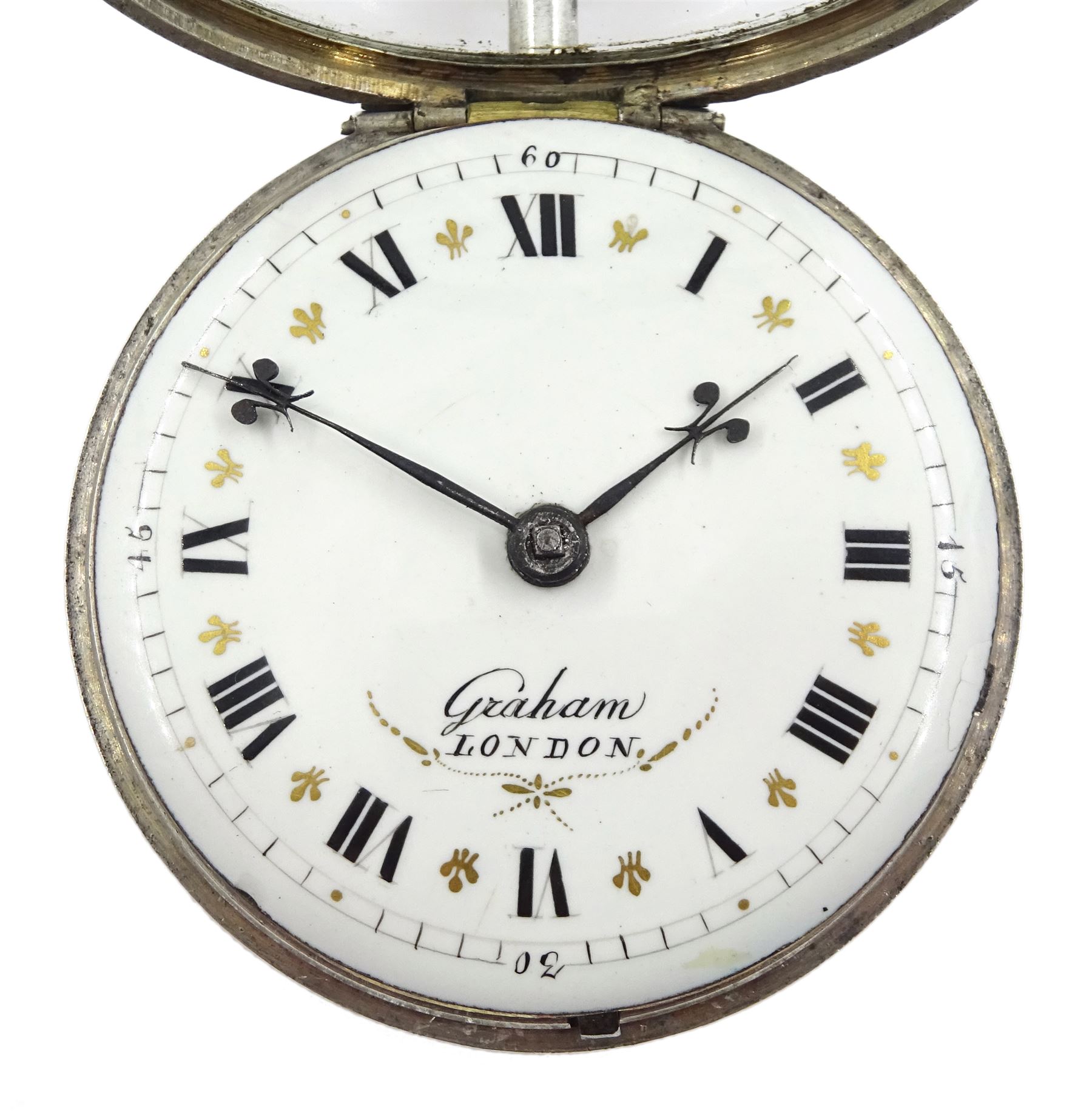 18th century silver and tortoiseshell quadruple cased verge fusee pocket watch by Graham, London, sq - Image 2 of 14