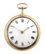 George III 18ct gold pair cased cylinder fusee pocket watch by John Jardin, London, No.1798, round b