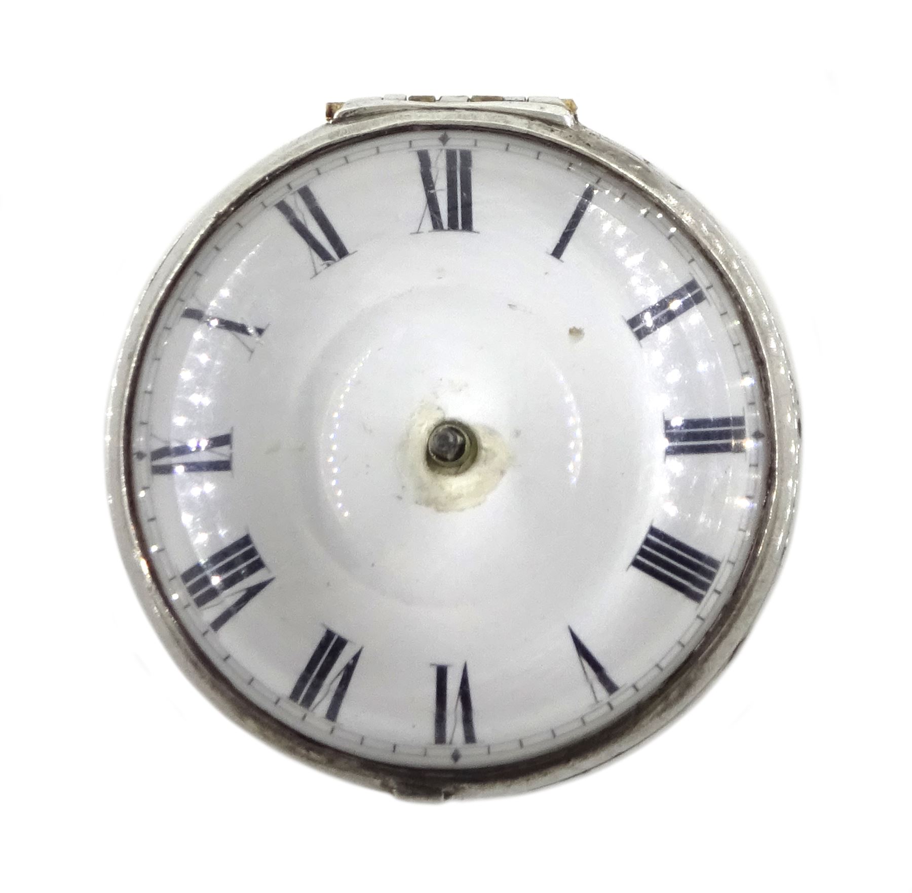 George III silver pair cased verge fusee pocket watch by John Garnett, London, No. 1326, square balu - Image 3 of 7