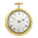 18th century gilt pair case quarter repeating cylinder fusee pocket watch by Matthew Hill (London 17
