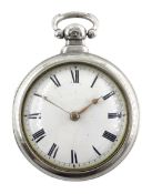 William IV silver pair cased verge fusee pocket watch by W. Gresham, Lincoln, No. 39087, round pilla