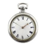 William IV silver pair cased verge fusee pocket watch by W. Gresham, Lincoln, No. 39087, round pilla