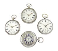 Victorian silver half hunter lever fusee presentation pocket watch by Robert H Halford, silver open