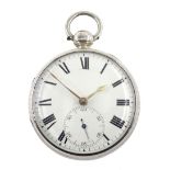 George IV silver open face verge fusee pocket watch by James Henderson, Broomridge, round pillars, b