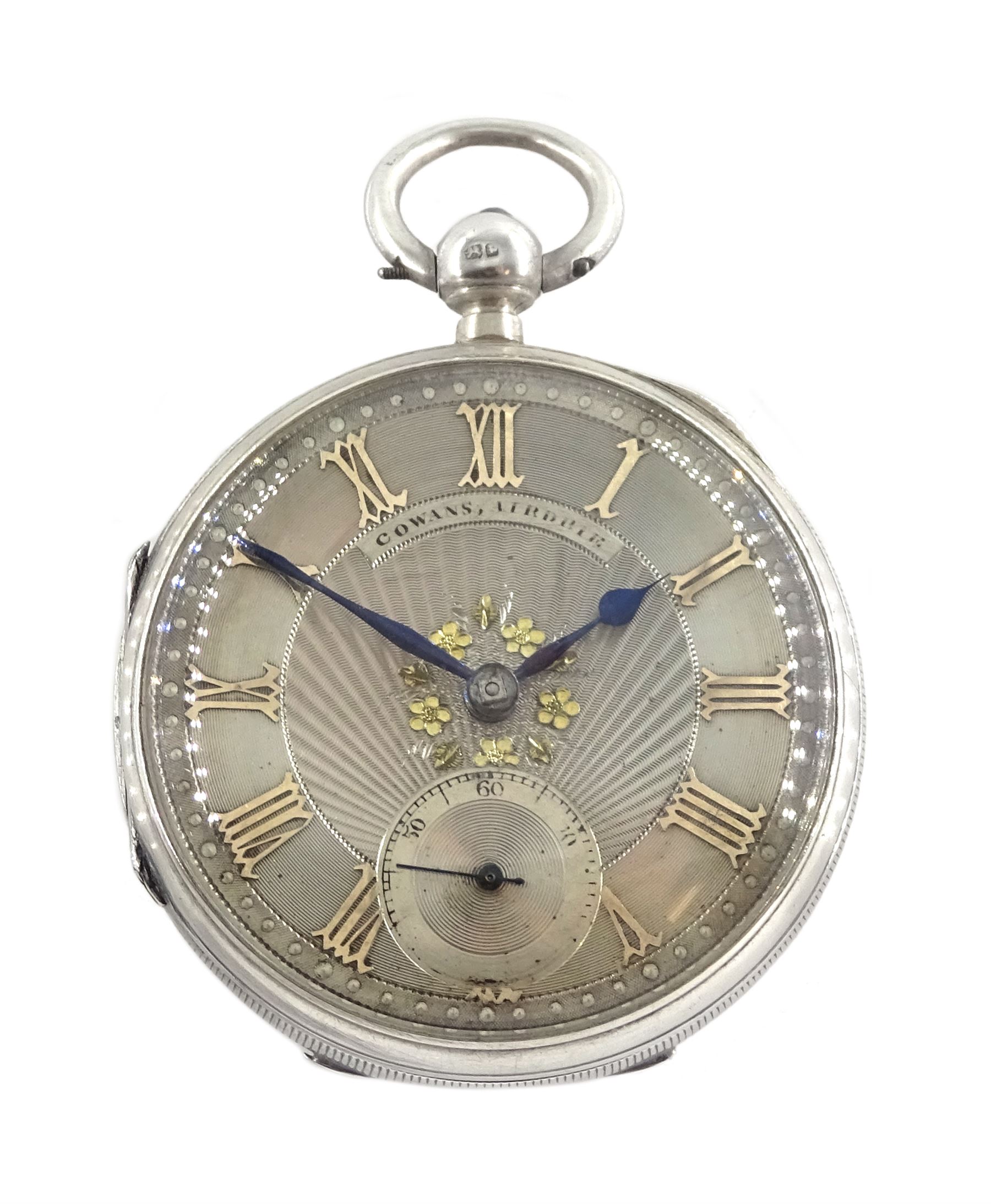 Victorian silver open face English lever fusee pocket watch by Cowans