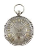 Victorian silver open face English lever fusee pocket watch by George Elliott, Kirk Burton, No. 8008